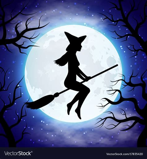 Tempting witch flying on a broom